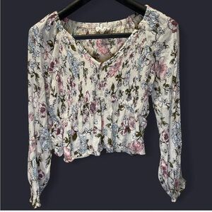 Planet Gold Floral Print Long Sleeve Blouse